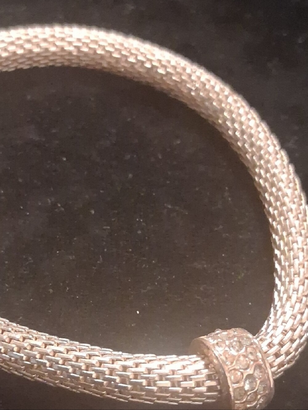 Women’s Rose Gold Mesh Bracelet with Pavé Charm